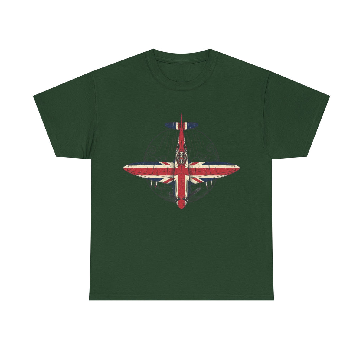 Vintage British Spitfire T-Shirt — Union Jack Warplane Graphic Tee