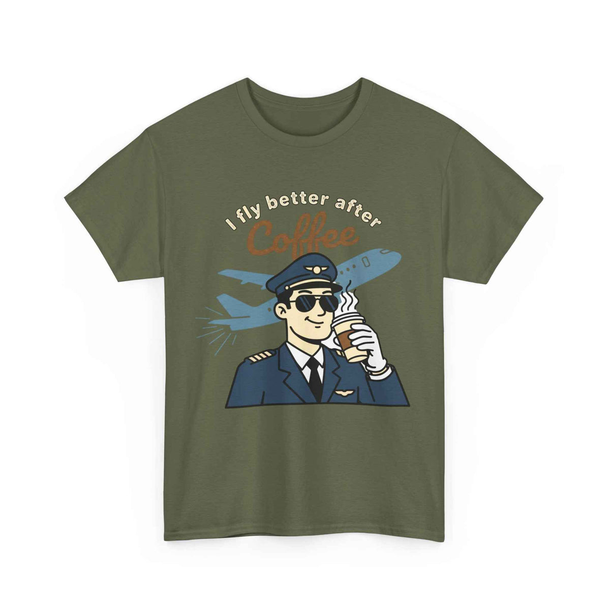Pilot Coffee T‑Shirt — "I Fly Better After Coffee" Aviation Tee