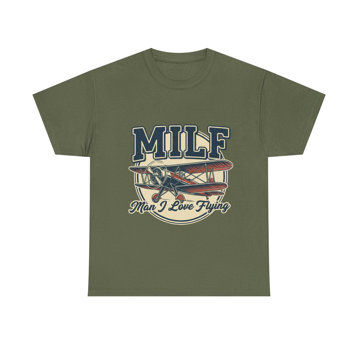 T-Shirt — "MILF: Man I Love Flying" Vintage Airplane Graphic Tee