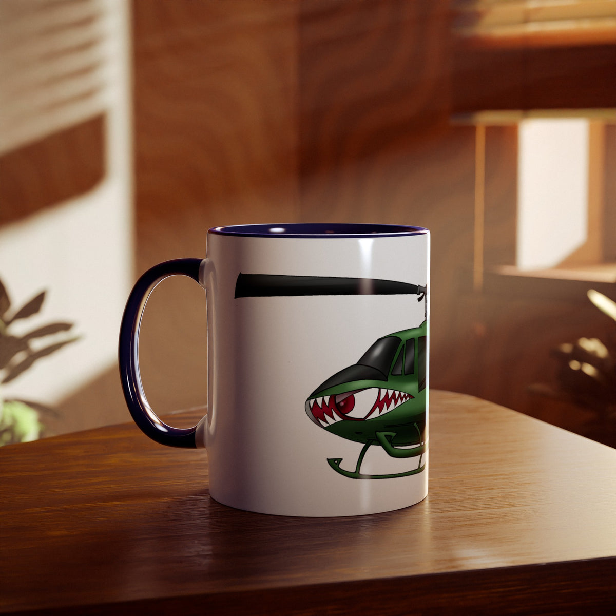 Huey Chopper Two-Tone Coffee Mugs, 11oz - Funky Aviation