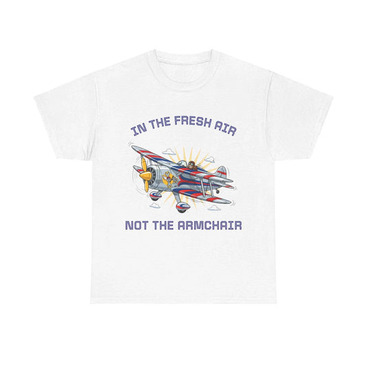 Aviation Adventure T‑Shirt — "In the Fresh Air, Not the Armchair" Vintage Biplane Tee
