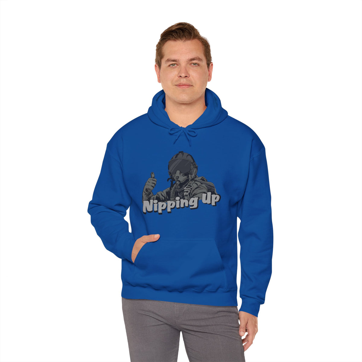 Nipping Up Fighter Pilot design Unisex Heavy Blend™ Hooded Sweatshirt - Funky Aviation