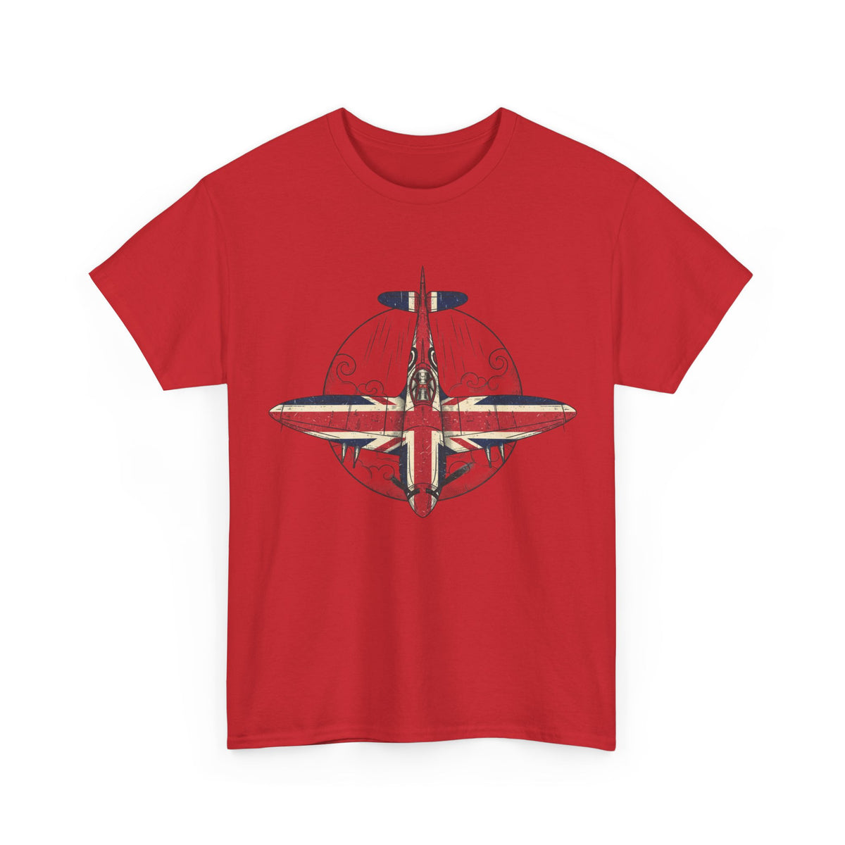 Vintage British Spitfire T-Shirt — Union Jack Warplane Graphic Tee