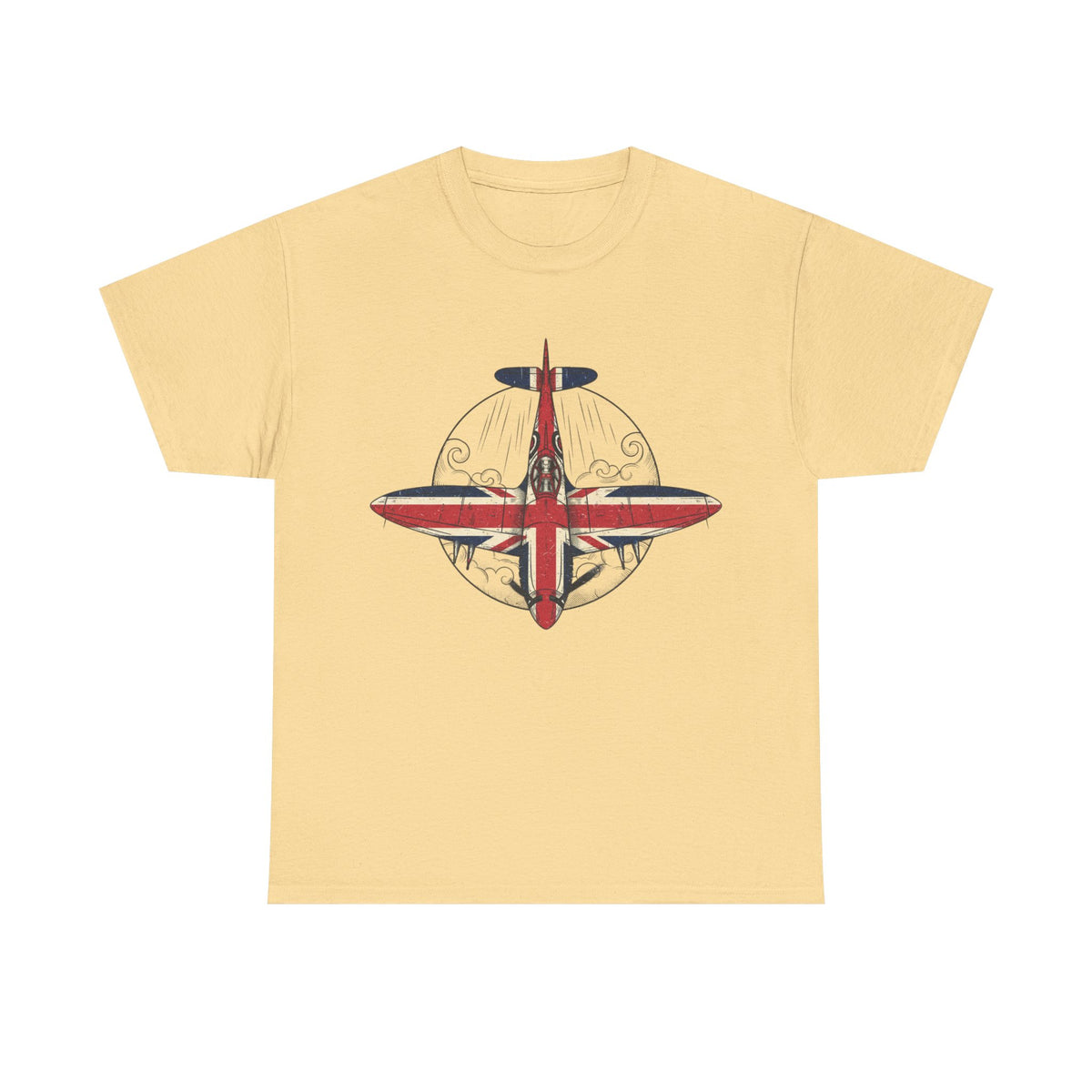 Vintage British Spitfire T-Shirt — Union Jack Warplane Graphic Tee