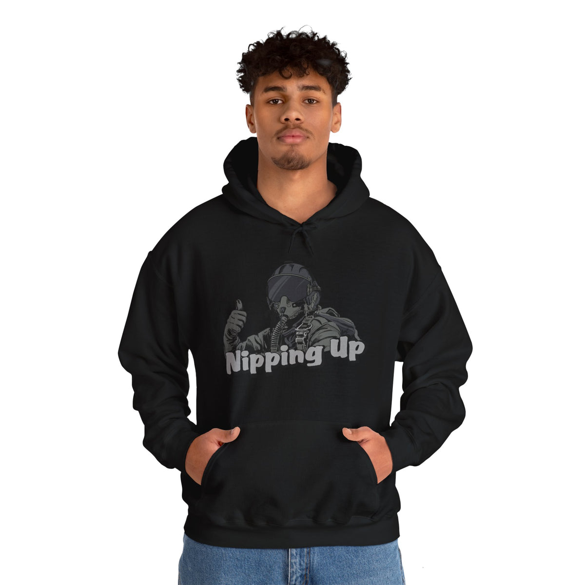 Nipping Up Fighter Pilot design Unisex Heavy Blend™ Hooded Sweatshirt - Funky Aviation