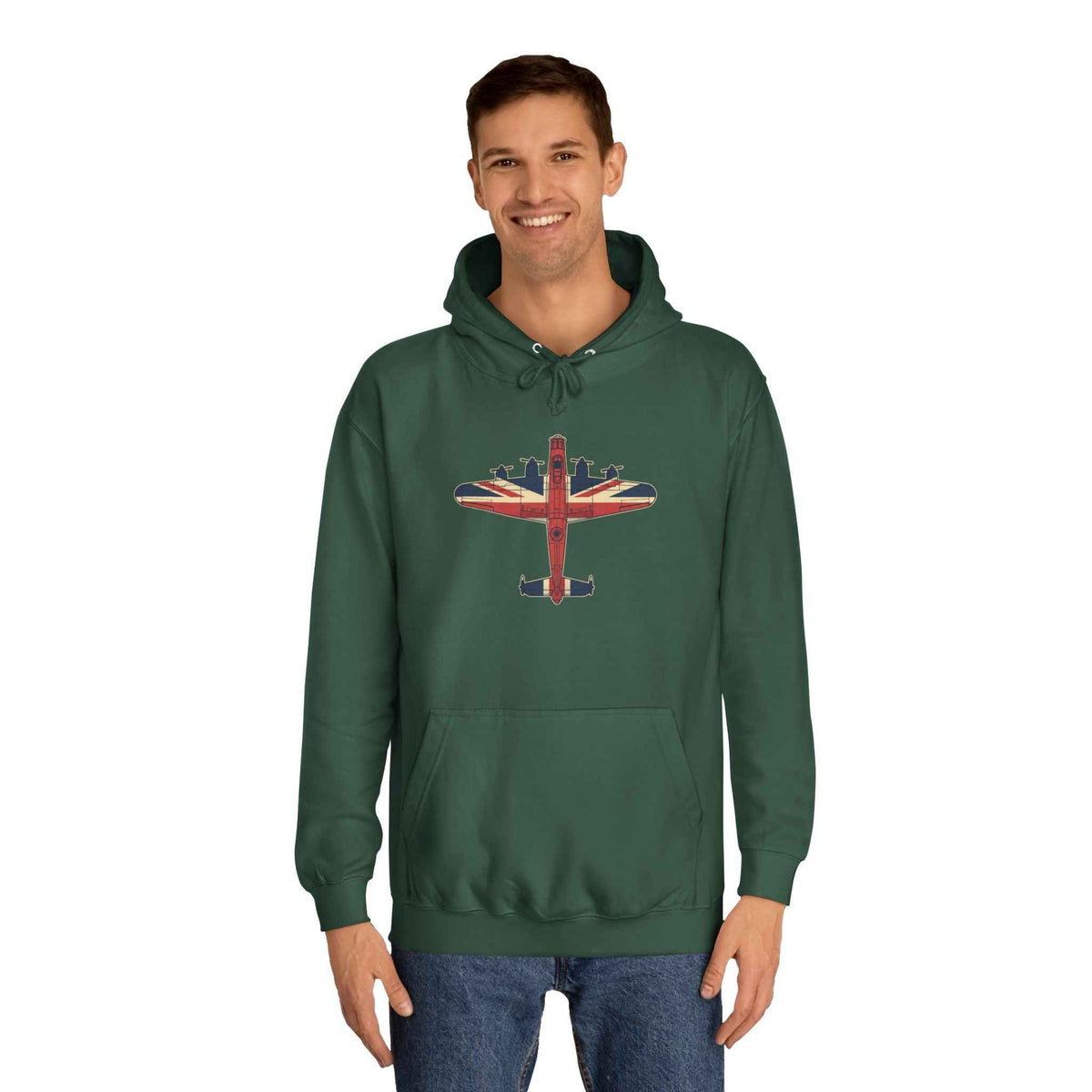 Vintage UK Flag Bomber Plane Hoodie