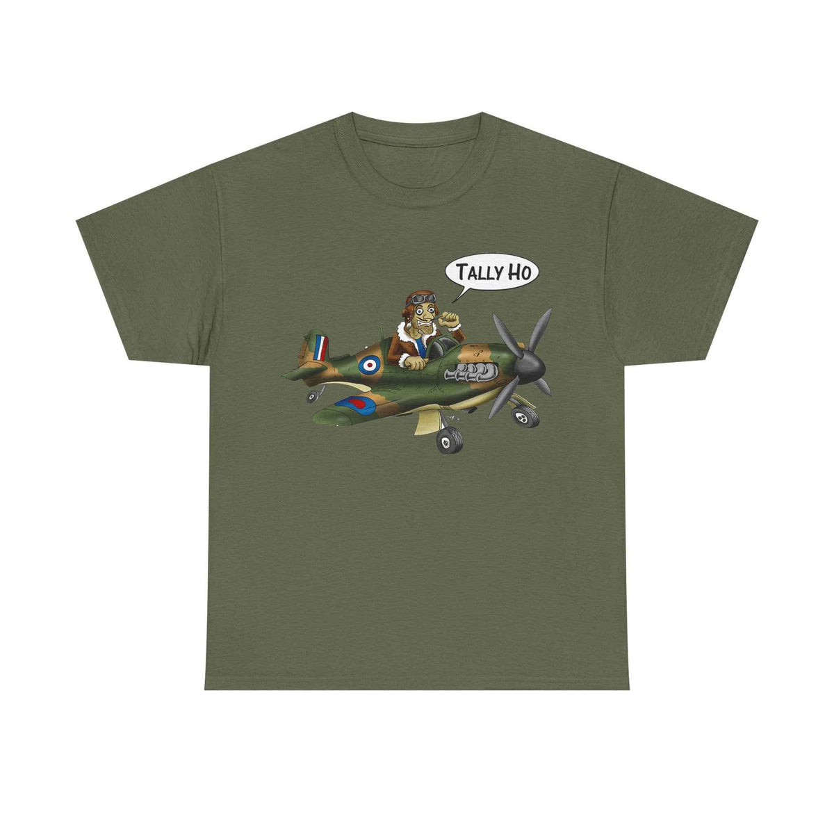 Tally Ho Spitfire Tee — Retro WWII Pilot Plane Graphic T-Shirt