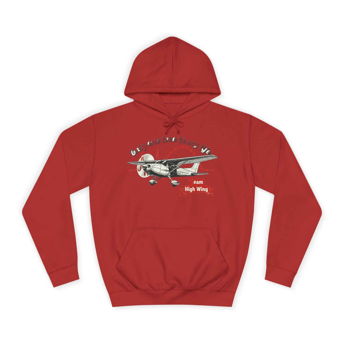Aviation Hoodie — Vintage Cessna Plane "Team High Wing" Pullover