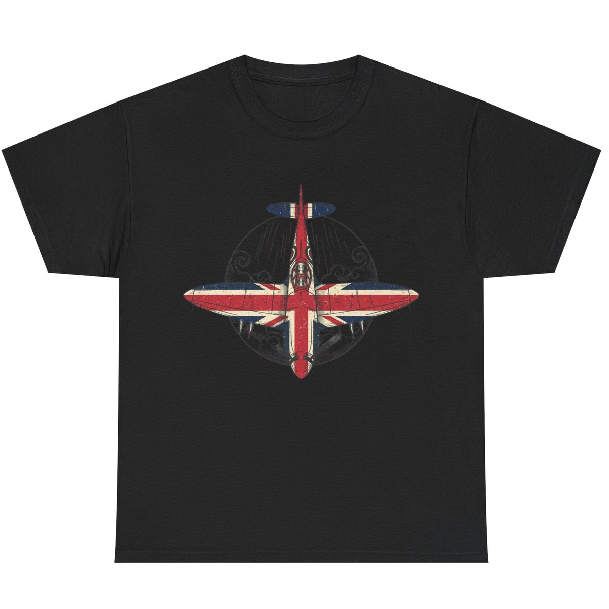 Vintage British Spitfire T-Shirt — Union Jack Warplane Graphic Tee
