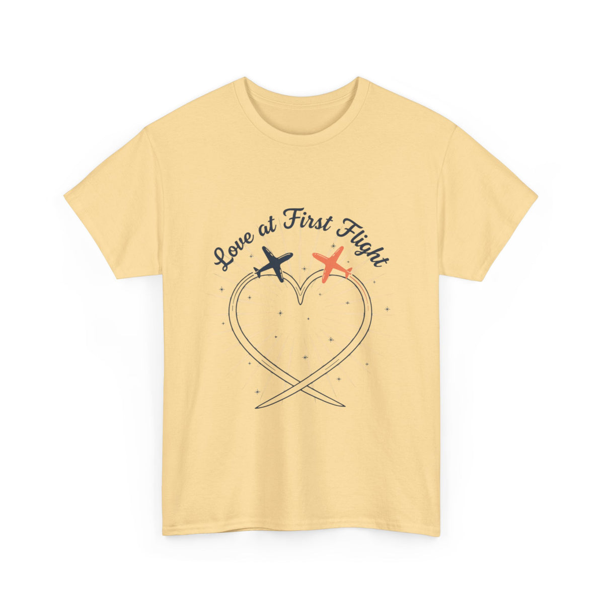 Love at First Flight T‑Shirt — Romantic Airplane Heart Valentine Tee