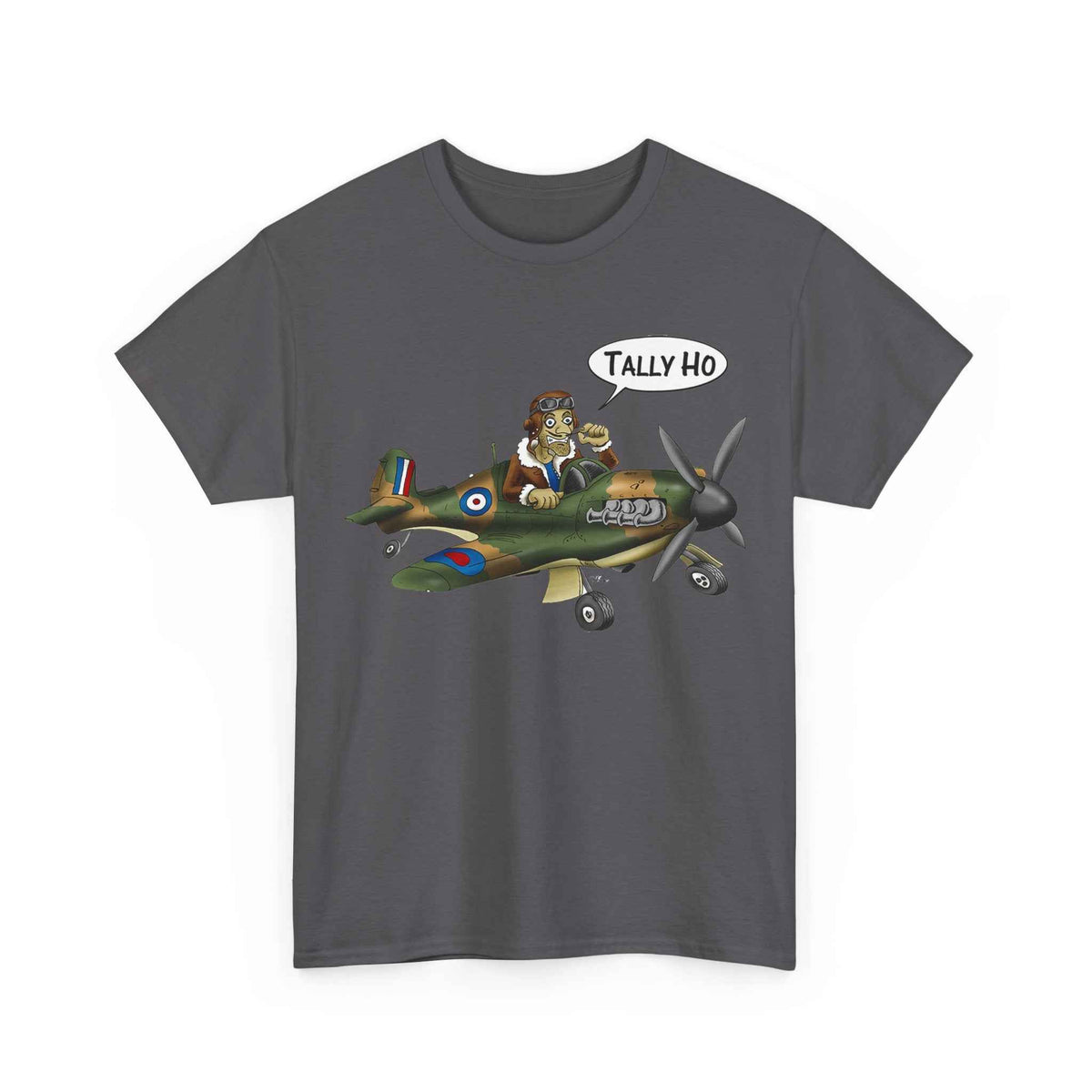 Tally Ho Spitfire Tee — Retro WWII Pilot Plane Graphic T-Shirt