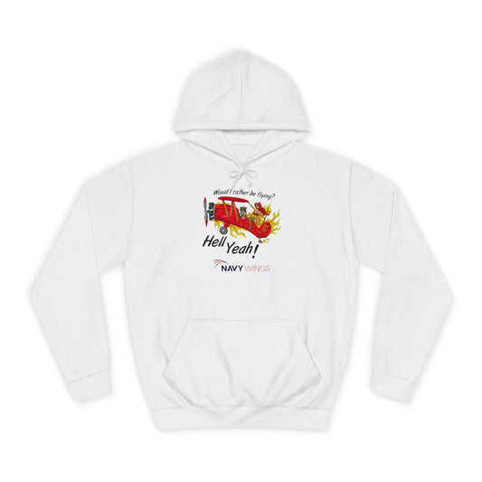Vintage Red Airplane Hoodie — "Hell Yeah!" Graphic College Pullover