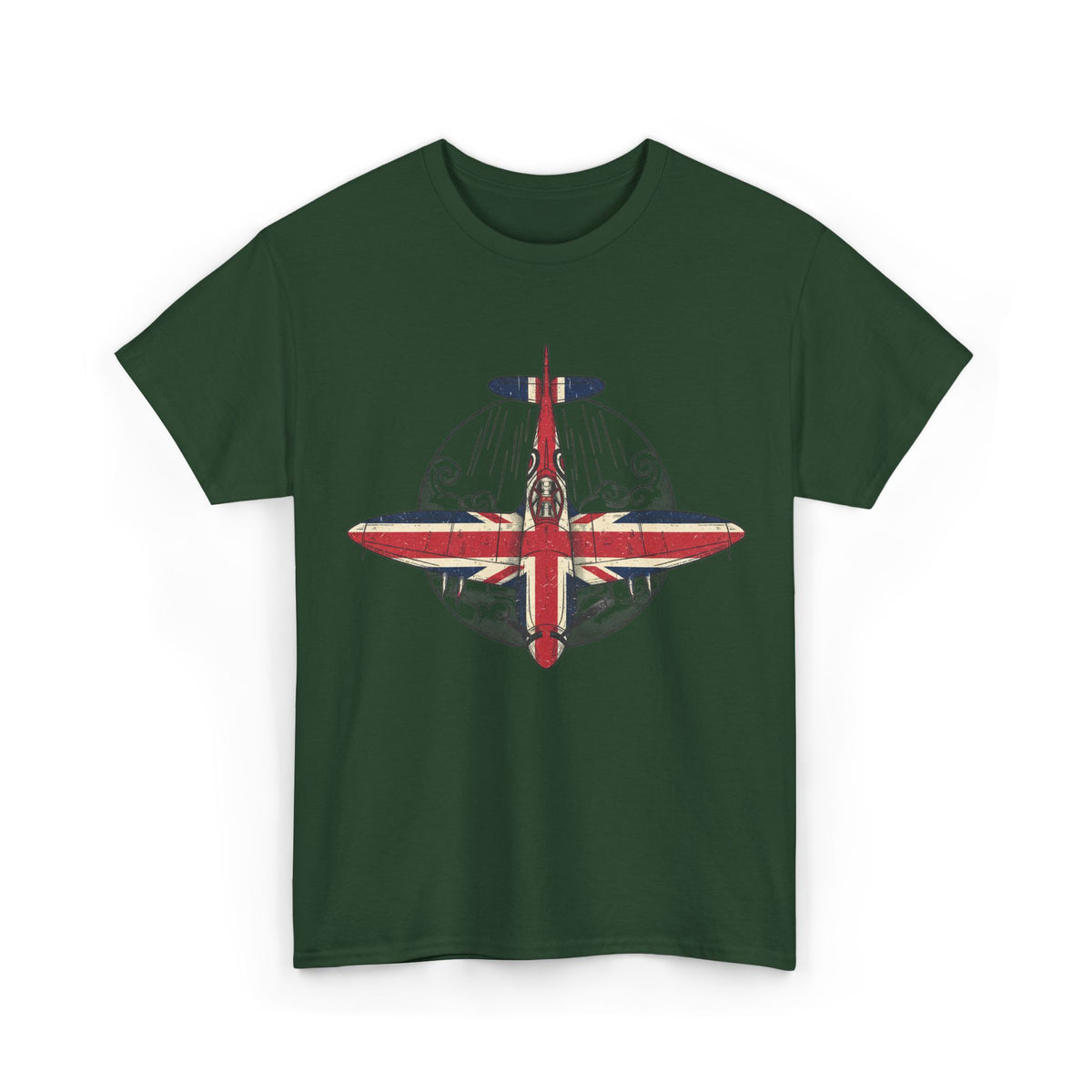 Vintage British Spitfire T-Shirt — Union Jack Warplane Graphic Tee