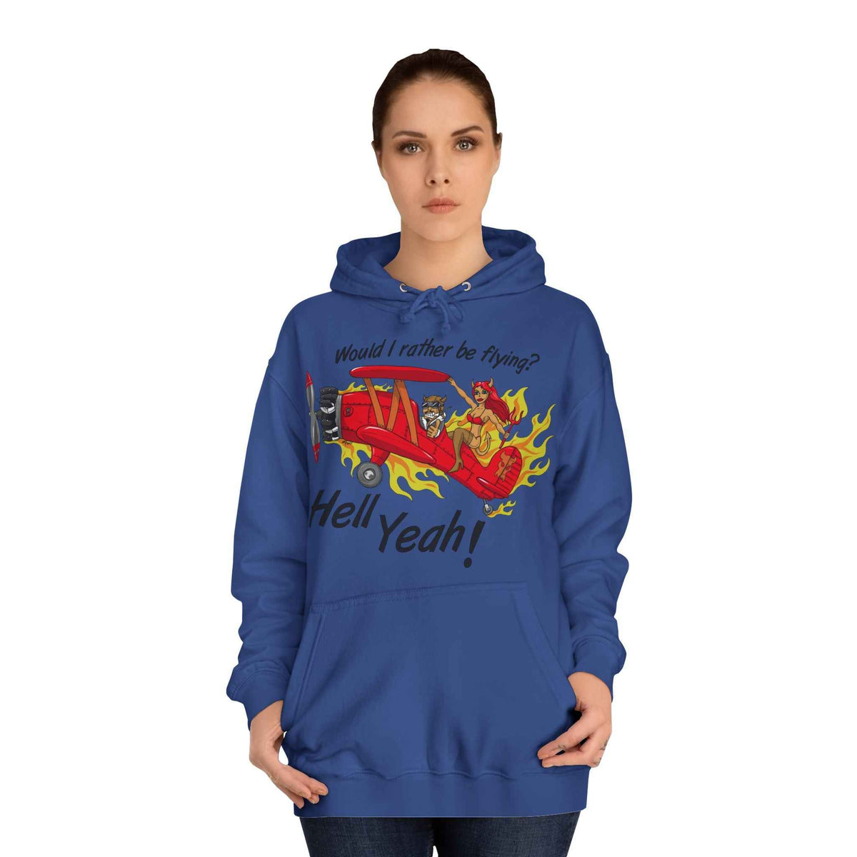 Hell Yeah! Flaming Plane Graphic Hoodie