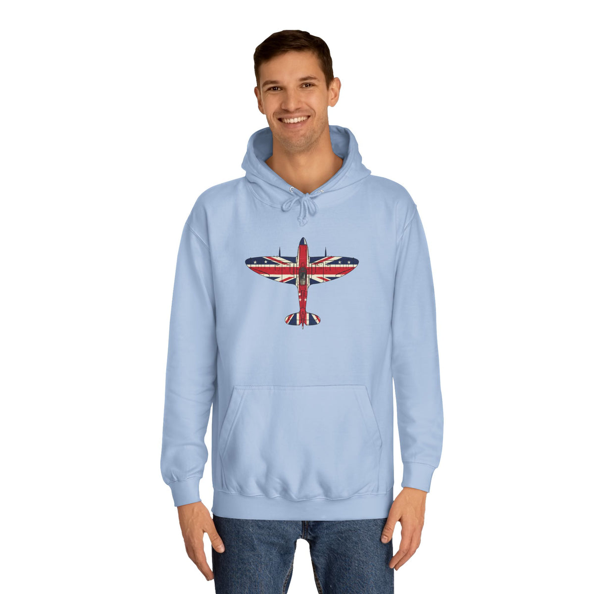 British Aviation Vintage Fighter Hoodie — Union Jack Graphic