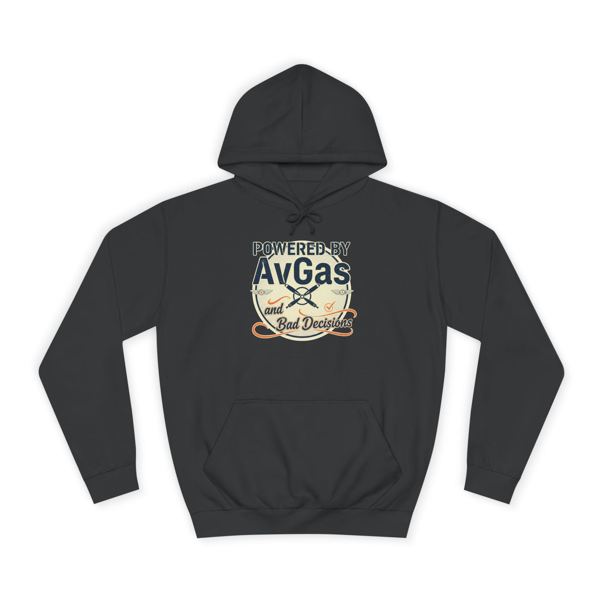 Powered by AvGas Hoodie — Vintage Pilot Aviation Sweatshirt