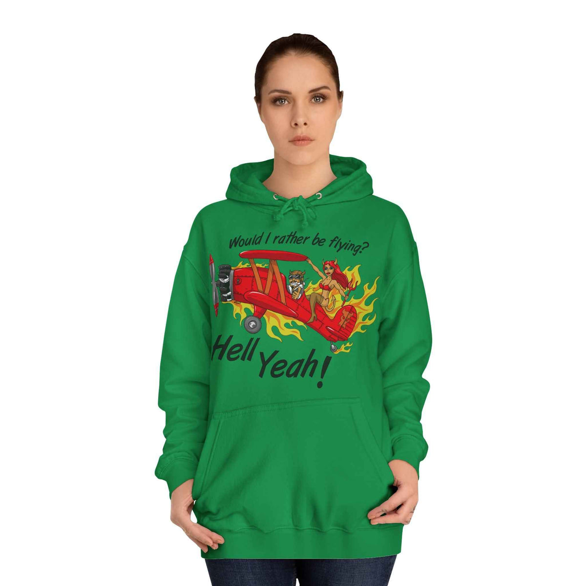 Hell Yeah! Flaming Plane Graphic Hoodie