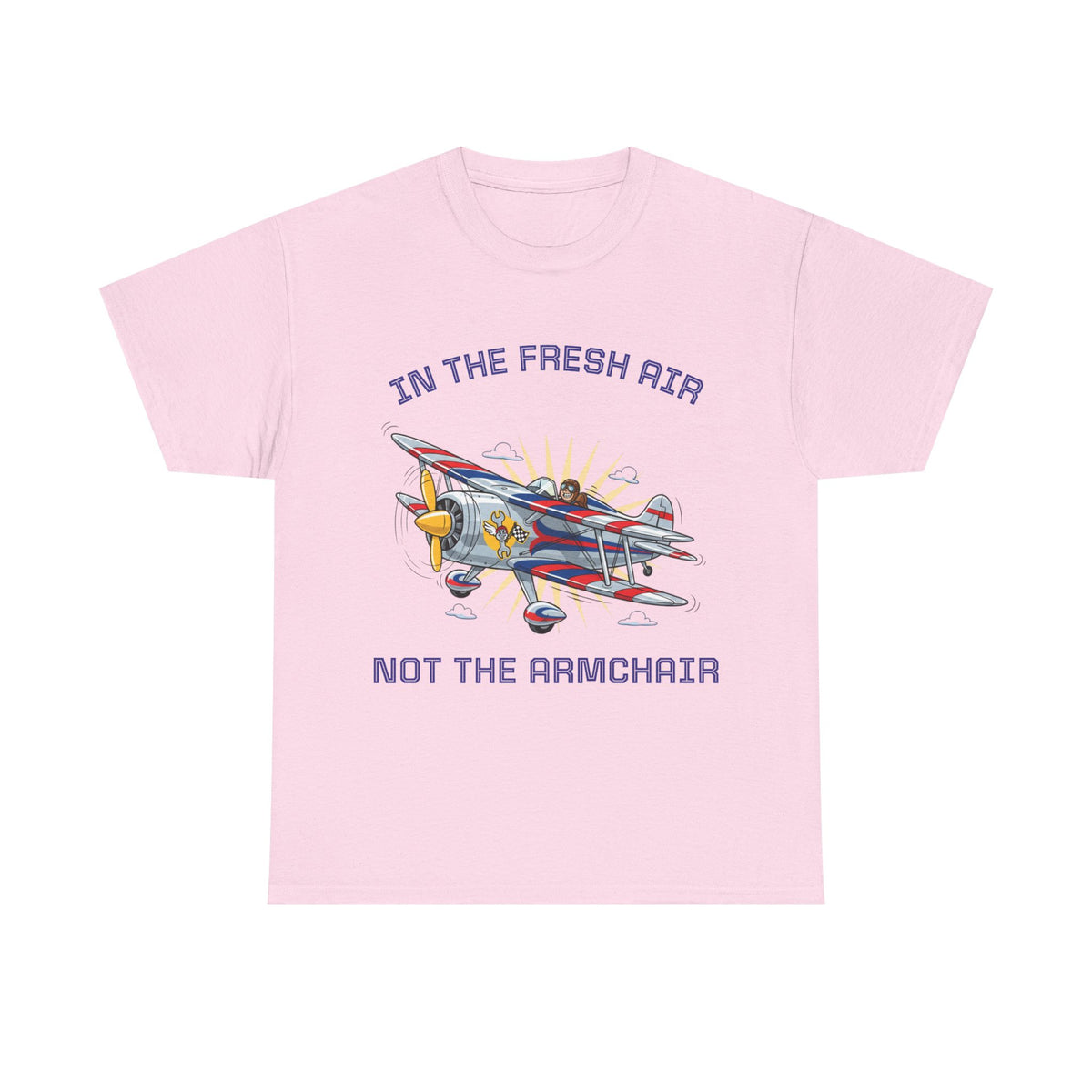 Aviation Vintage Biplane T-Shirt – "In the Fresh Air Not the Armchair" Retro Pilot Tee