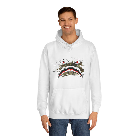 Sharks Teeth Nose Art Distressed Design Unisex College Hoodie