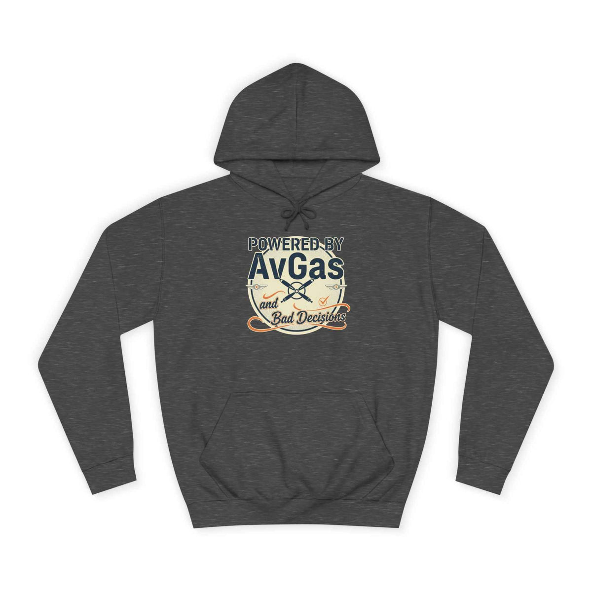 Powered by AvGas Hoodie — Vintage Pilot Aviation Sweatshirt
