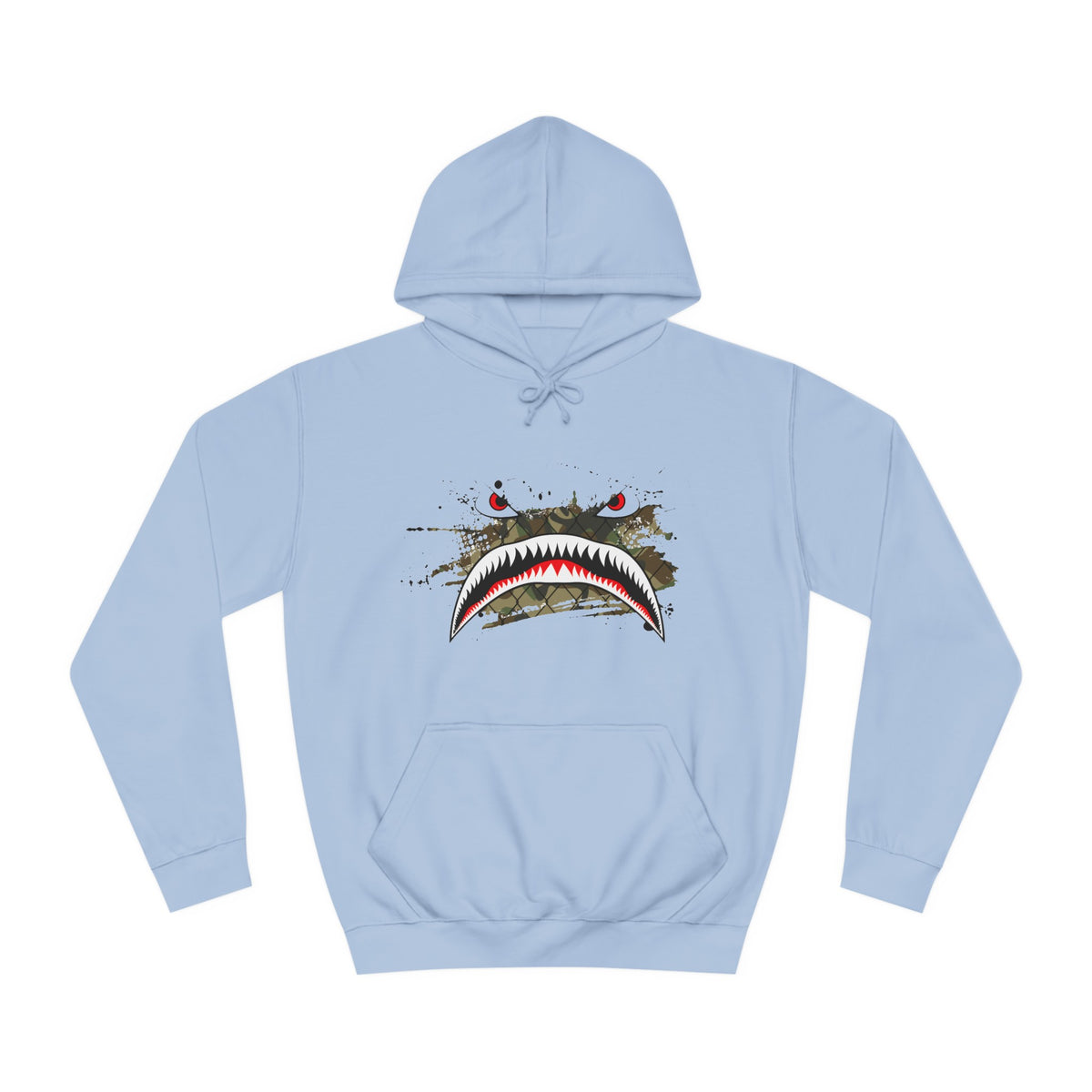 Sharks Teeth Nose Art Distressed Design Unisex College Hoodie - Funky Aviation