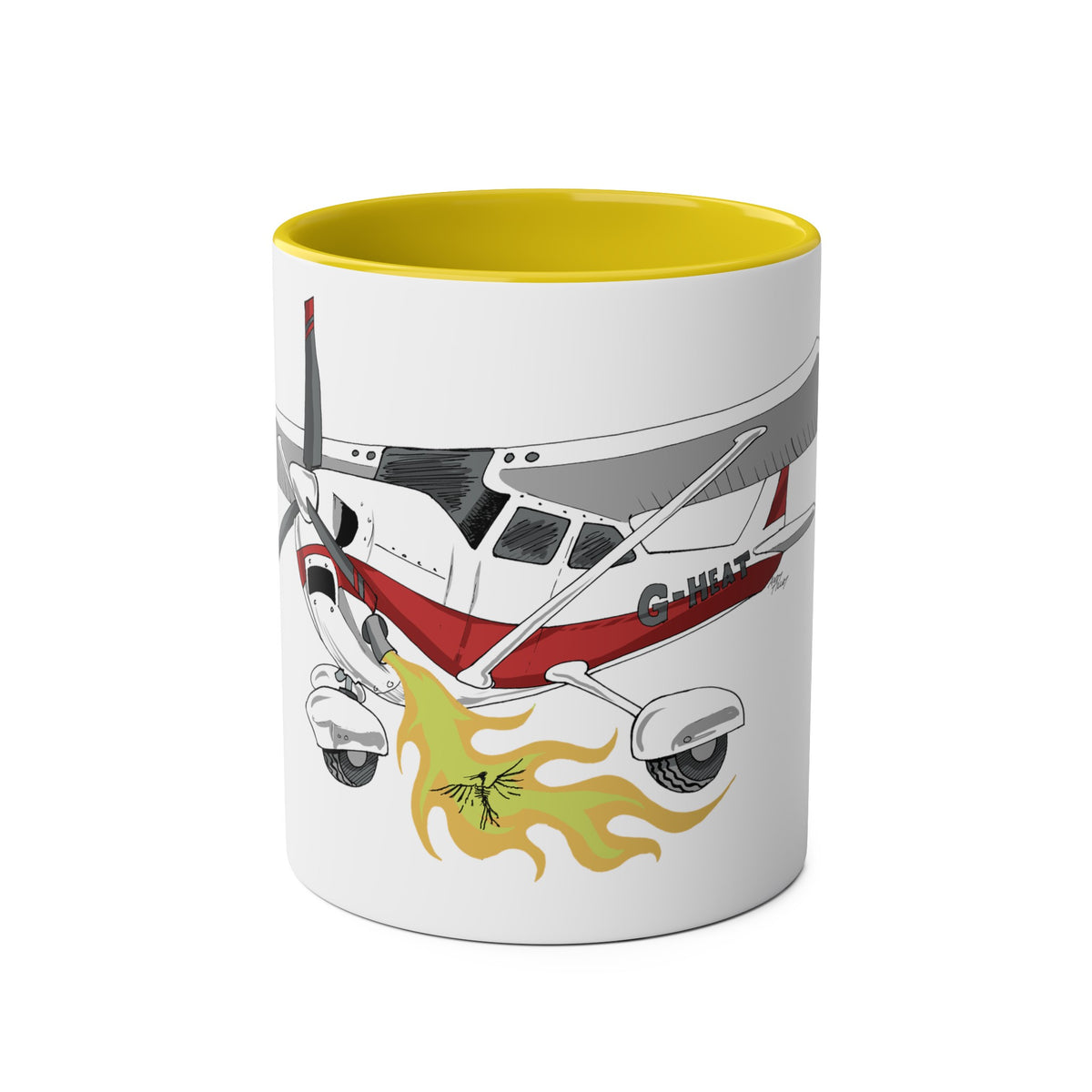 Cessna Bird Fryer Two-Tone Coffee Mugs, 11oz - Funky Aviation