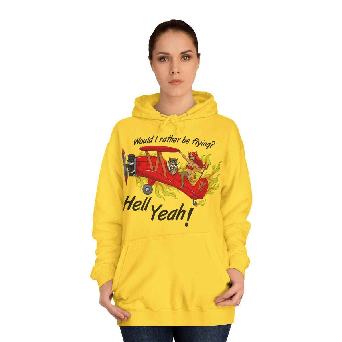 Hell Yeah! Flaming Plane Graphic Hoodie