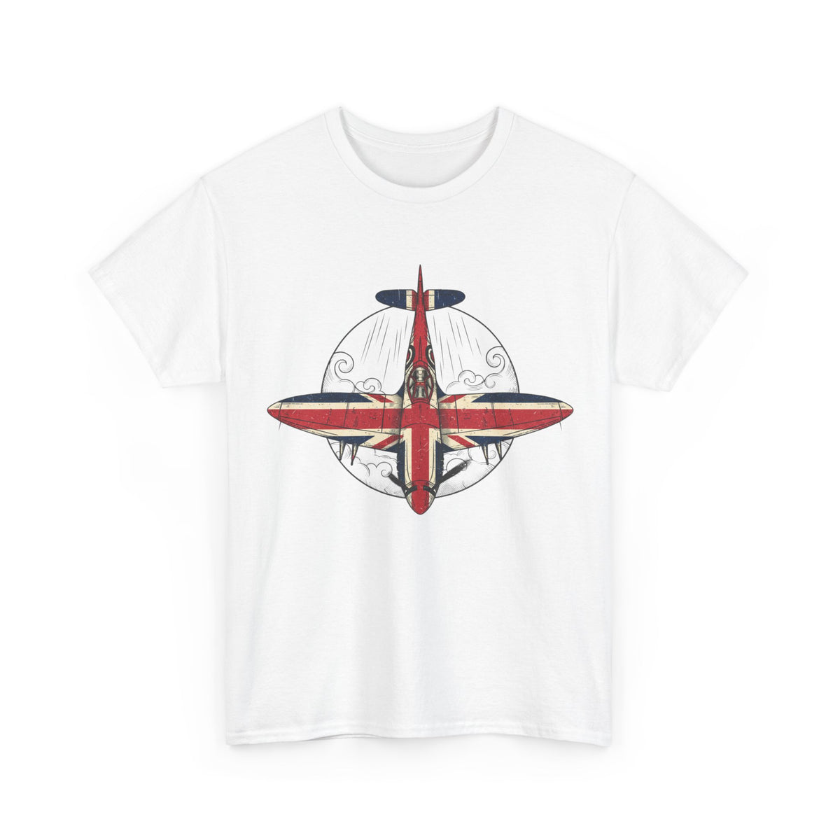 Vintage British Spitfire T-Shirt — Union Jack Warplane Graphic Tee