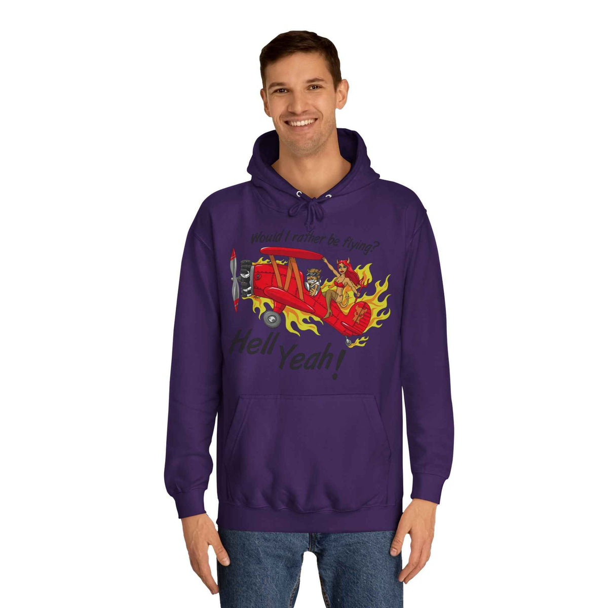 Hell Yeah! Flaming Plane Graphic Hoodie