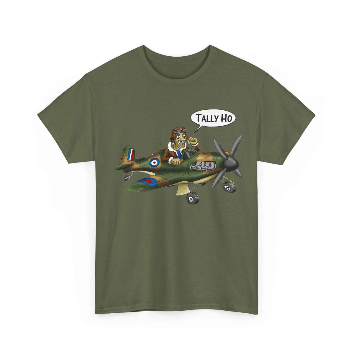 Tally Ho Spitfire Tee — Retro WWII Pilot Plane Graphic T-Shirt