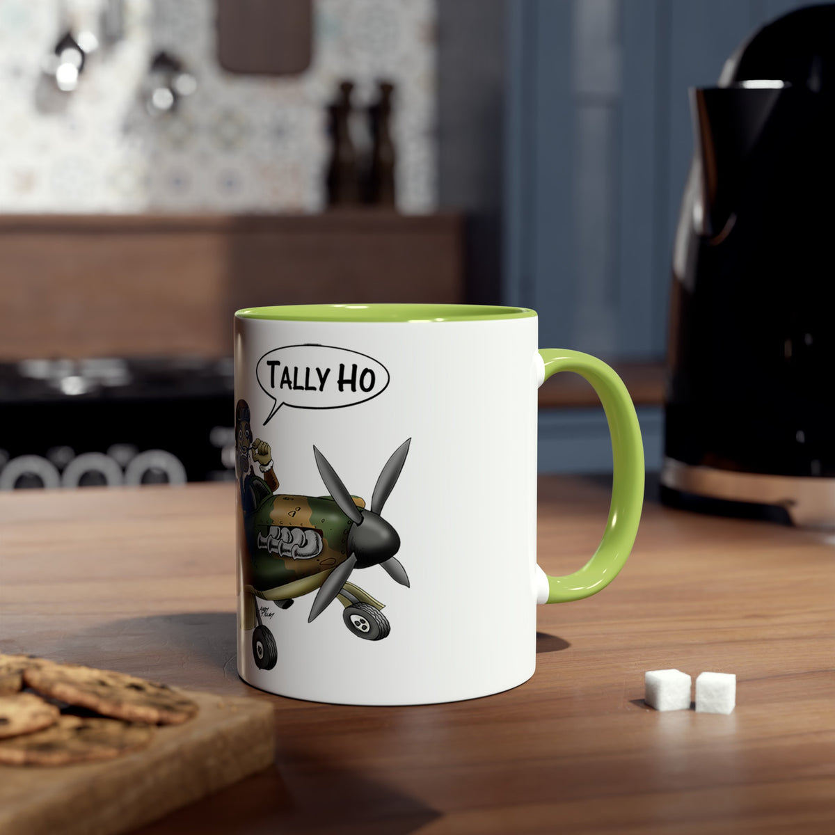 Tally Ho Spitfire Two-Tone Coffee Mugs, 11oz - Funky Aviation
