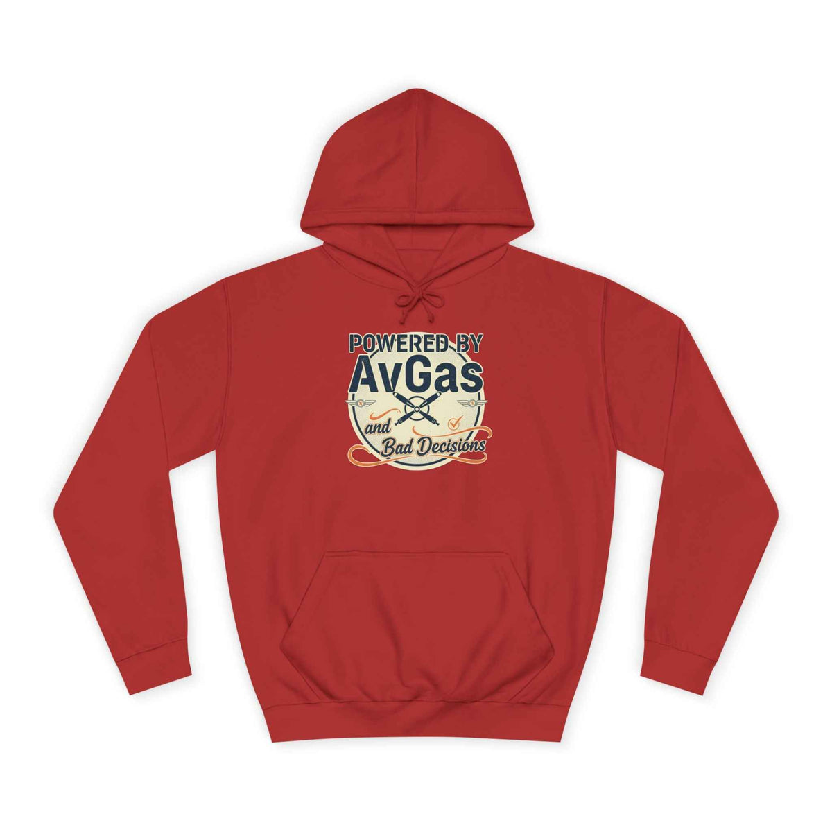 Powered by AvGas Hoodie — Vintage Pilot Aviation Sweatshirt