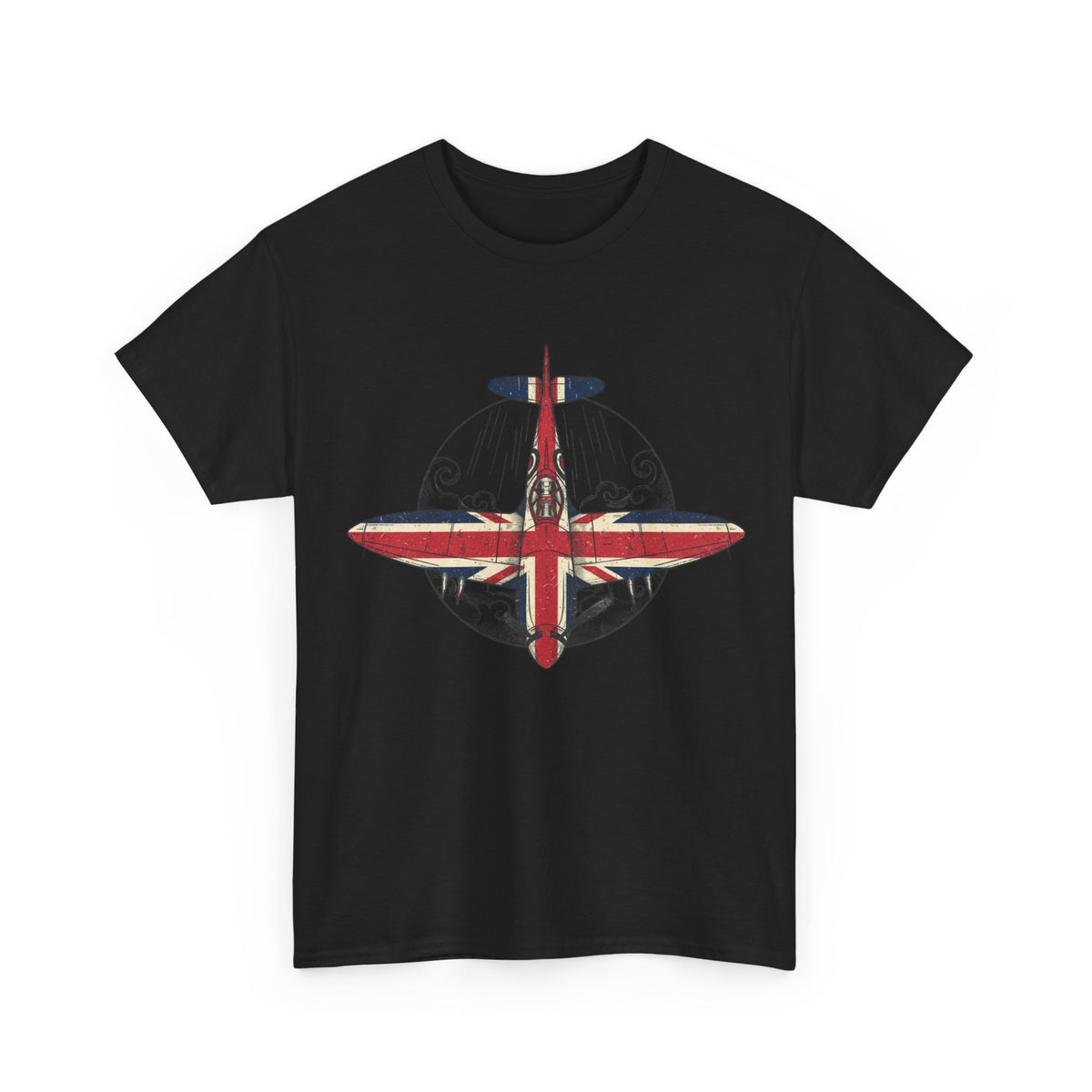 Vintage British Spitfire T-Shirt — Union Jack Warplane Graphic Tee