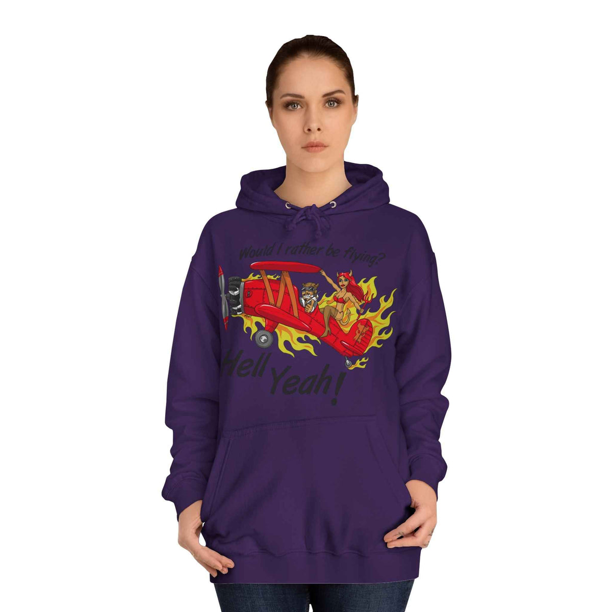 Hell Yeah! Flaming Plane Graphic Hoodie