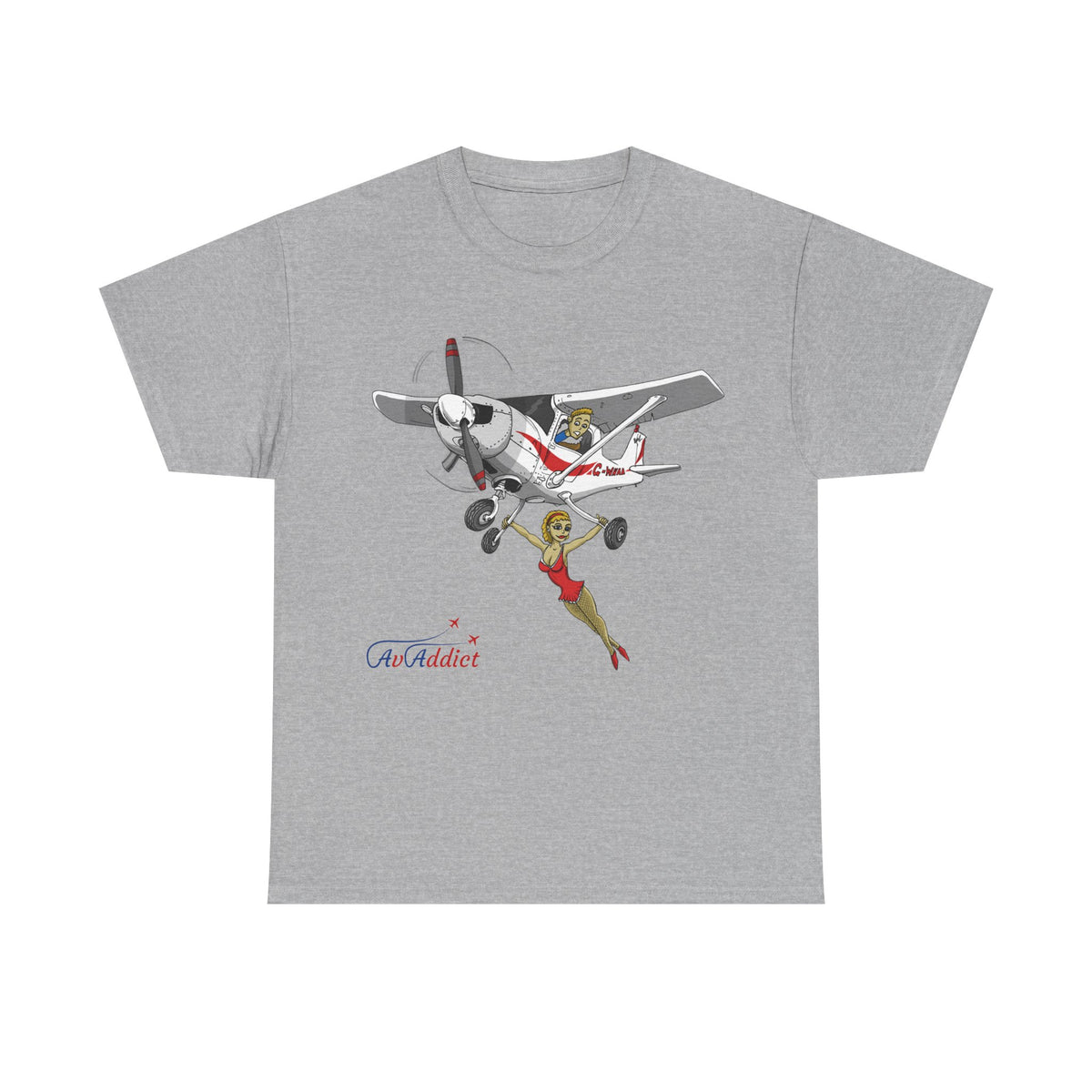 Cotton Tee Cessna Trapeze Artist Cartoon Print