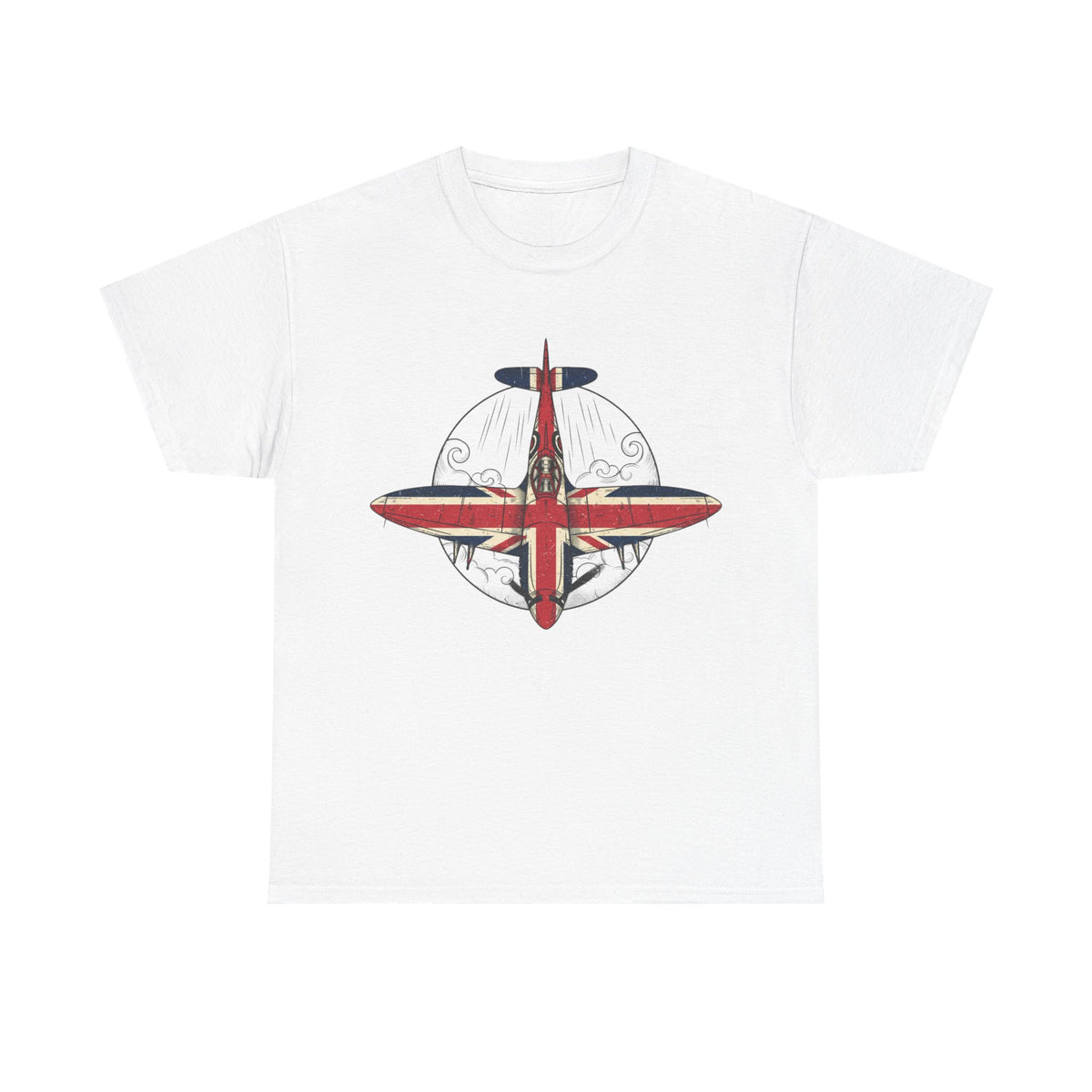Vintage British Spitfire T-Shirt — Union Jack Warplane Graphic Tee