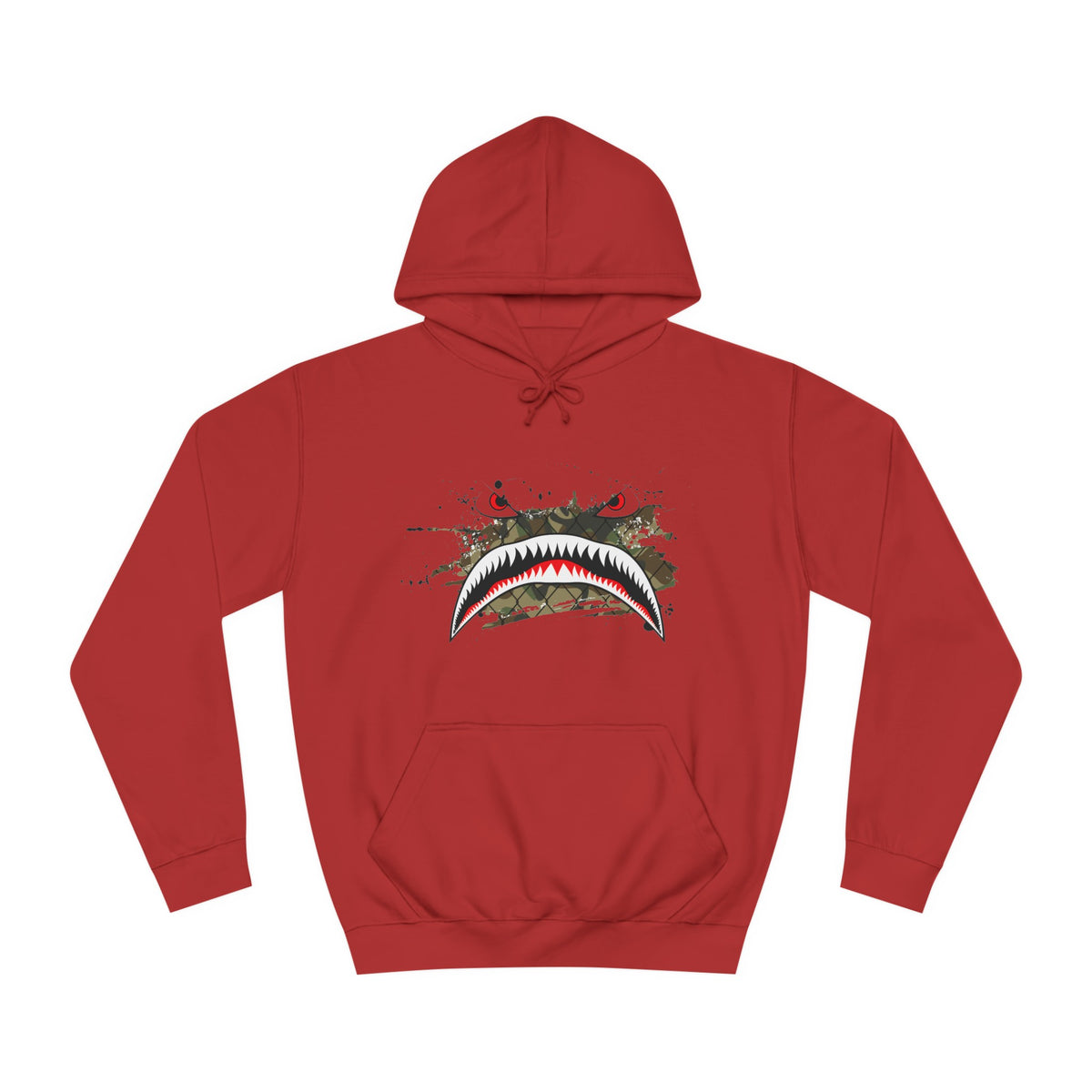 Sharks Teeth Nose Art Distressed Design Unisex College Hoodie - Funky Aviation