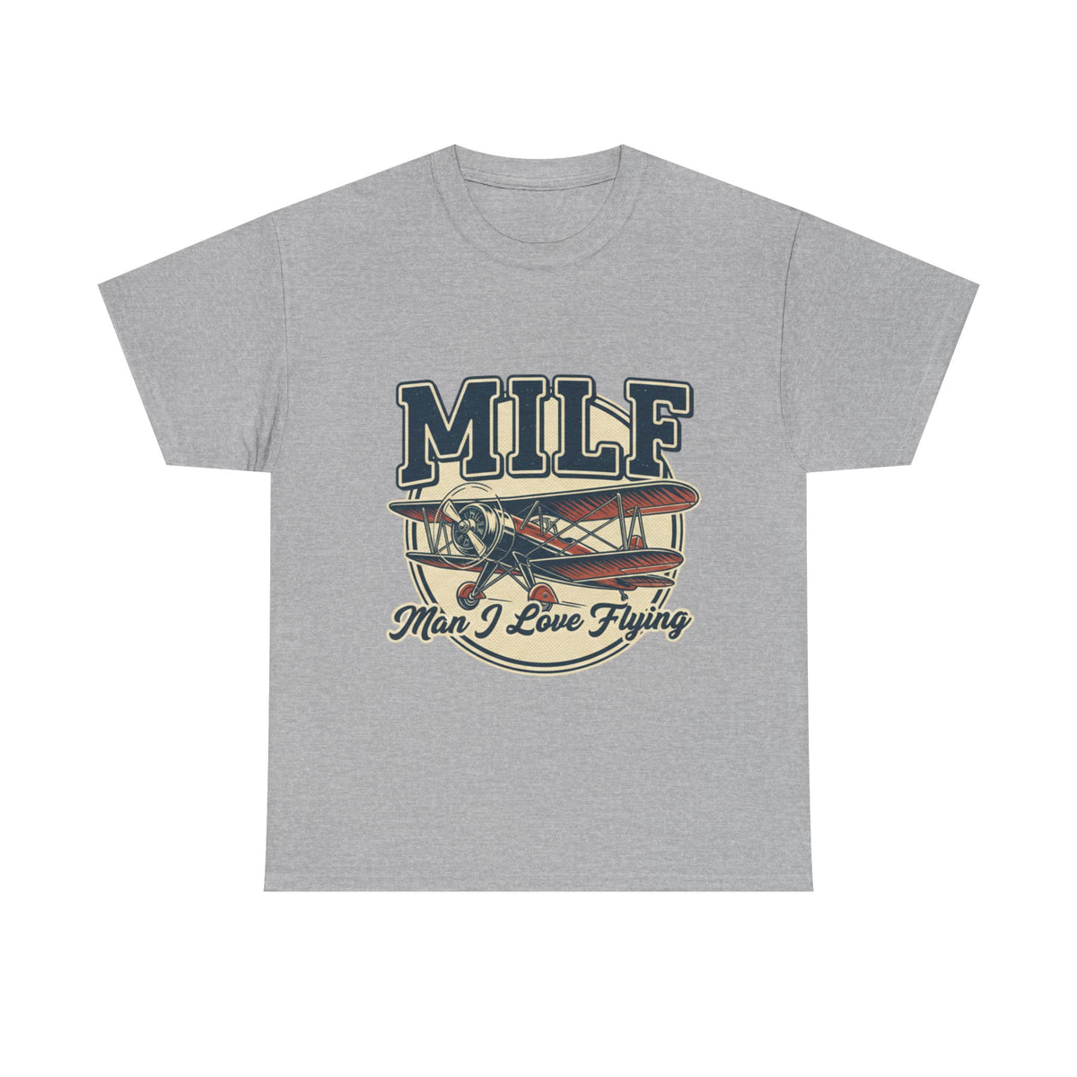 T-Shirt — "MILF: Man I Love Flying" Vintage Airplane Graphic Tee