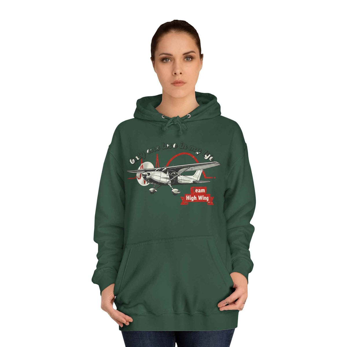 Aviation Hoodie — Vintage Cessna Plane "Team High Wing" Pullover