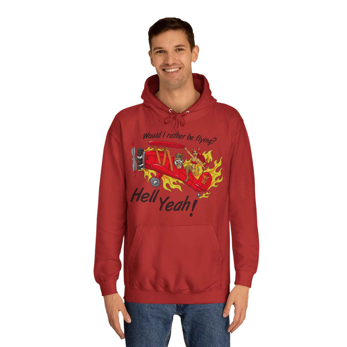 Hell Yeah! Flaming Plane Graphic Hoodie