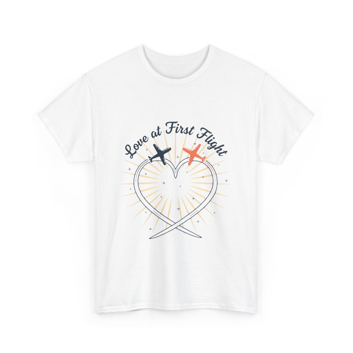 Love at First Flight T‑Shirt — Romantic Airplane Heart Valentine Tee