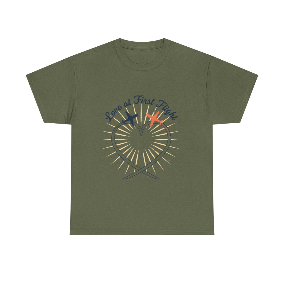Love at First Flight T‑Shirt — Romantic Airplane Heart Valentine Tee