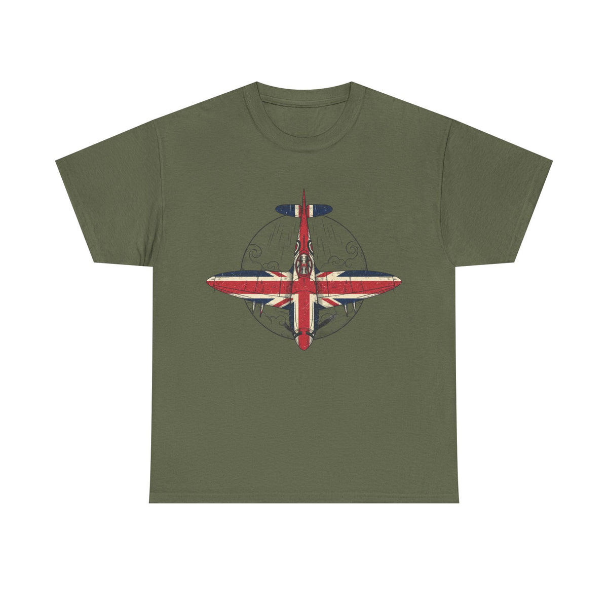 Vintage British Spitfire T-Shirt — Union Jack Warplane Graphic Tee