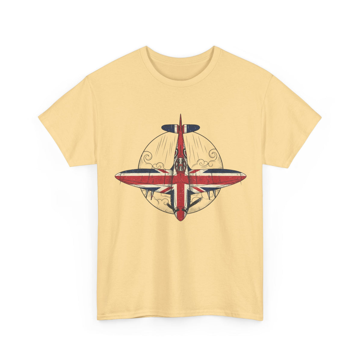 Vintage British Spitfire T-Shirt — Union Jack Warplane Graphic Tee