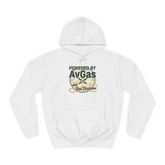 Powered by AvGas Hoodie — Vintage Pilot Aviation Sweatshirt