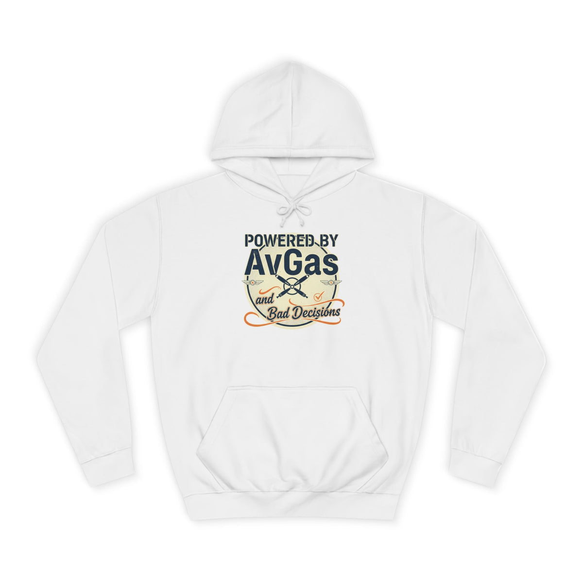 Powered by AvGas Hoodie — Vintage Pilot Aviation Sweatshirt