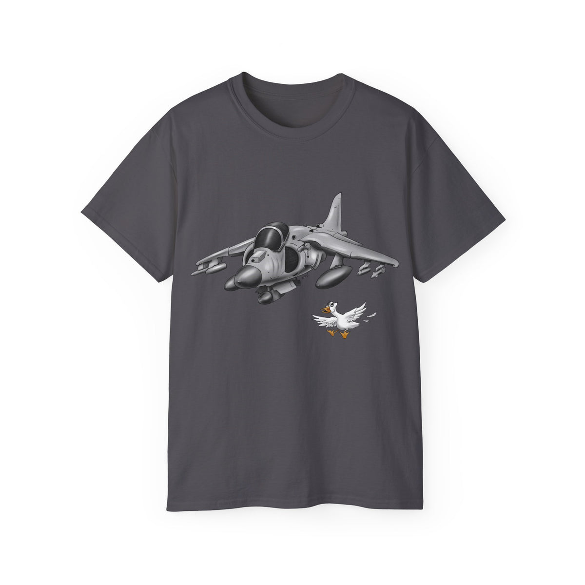 Harrier Hand drawn Cartoon for Flight Enthusiast T-Shirt, Airplane Graphic Tee, Unique Gift for Pilots, Aviation Fan Apparel
