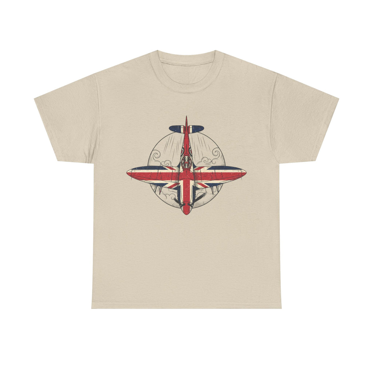 Vintage British Spitfire T-Shirt — Union Jack Warplane Graphic Tee