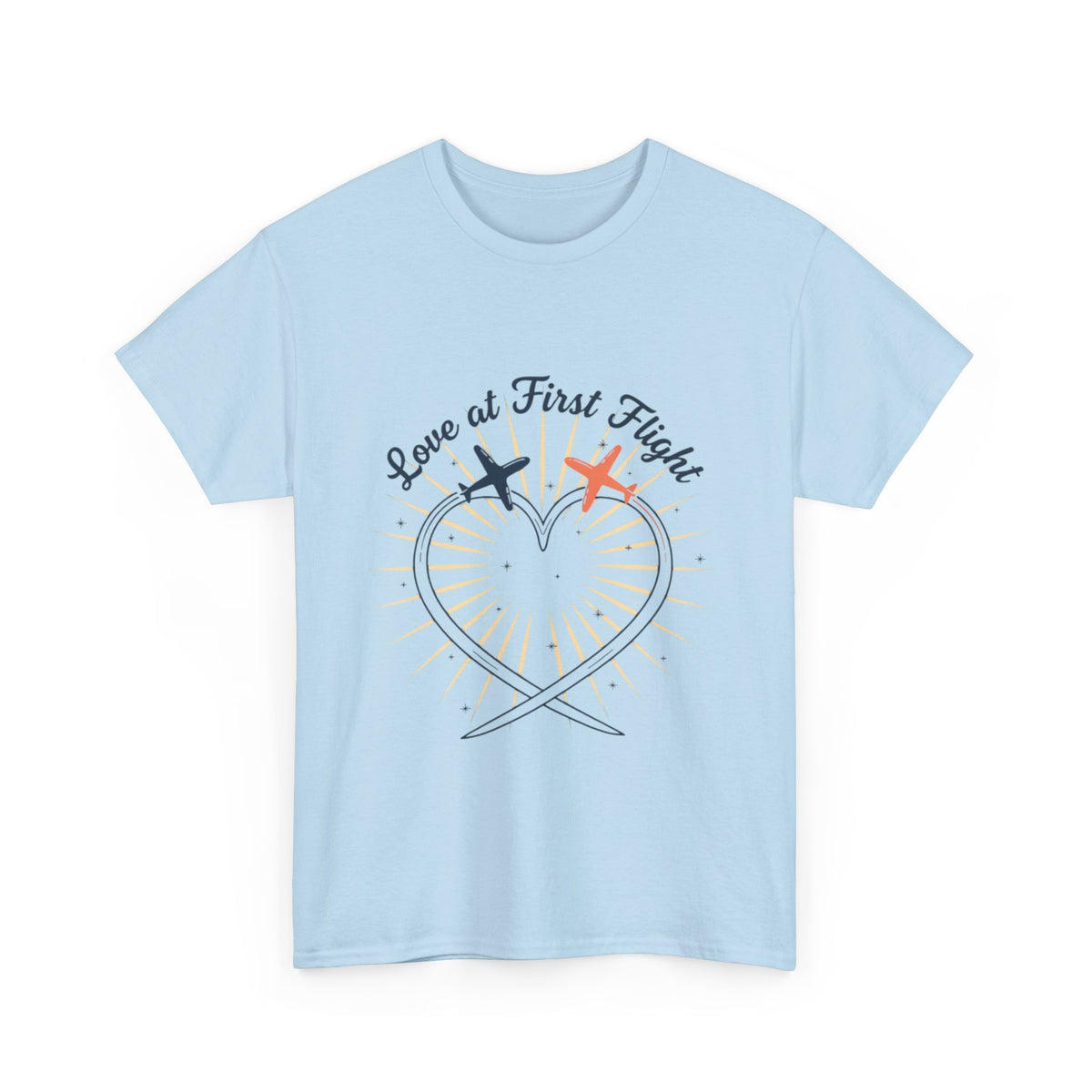Love at First Flight T‑Shirt — Romantic Airplane Heart Valentine Tee