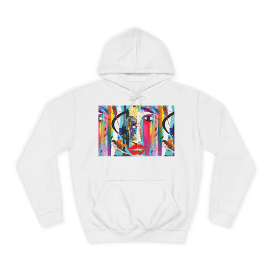 Abstract Colorful Face Hoodie — Vibrant Pop Art Graphic Pullover